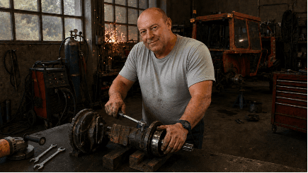Hervé Guetty dans son atelier à Quincieux